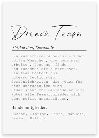 Poster DEFINITION personalisiert mit Namen als Geschenk (Dream Team, DIN A4)