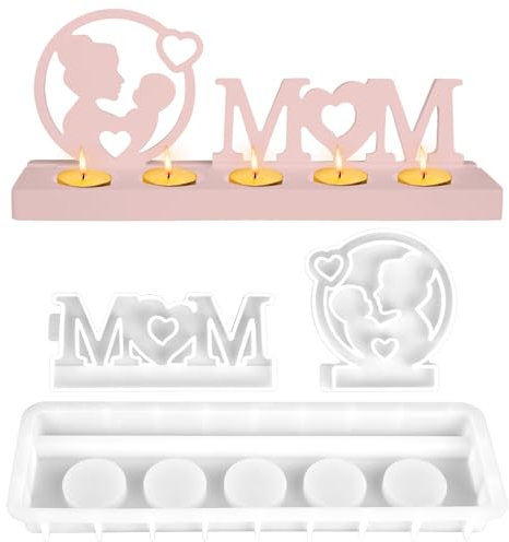 jwogngls Moules en silicone, moules de moulage, moule de bougeoir pour la fête des mères, moule de bougeoir en silicone, moule de bougeoir en silicone, moules en plâtre pour couler des bougeoirs déco