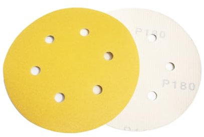 6 pouces 6 trous jaune flocage papier de verre polissage auto-adhésif polissage rond bois mastic Air moulin papier de verre plateau, 100 pièces, 400