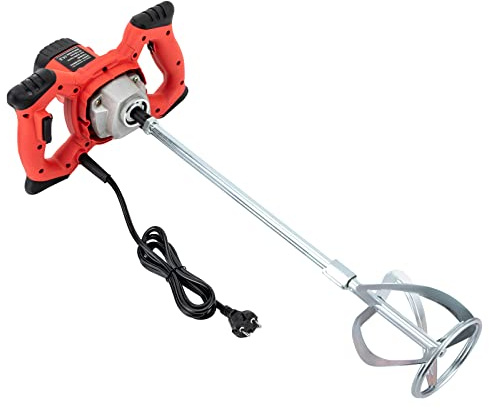 KiwiHood Miscelatore elettrico per calcestruzzo 1500W miscelatore portatile per malta a mano 6 velocità regolabile miscelatore per la miscelazione di fango malta cementizia colore mangime