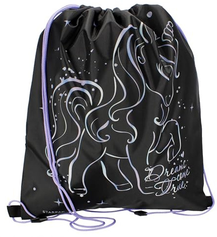 Einhorn Lila Schuhbeutel, Schulbeutel Schultertasche 40x34 cm, Holo Einhorn, Uniwersalny, Classic