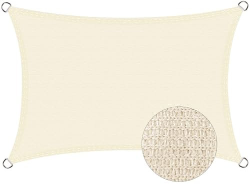 Kühl langlebige Sonnensegel Rechteckig aus Premium HDPE atmungsaktiv wetterbeständig Sonnenschutz Sichtschutz Segeltuch für Balkon Garten Terrasse Rasen Schwimmbad(Beige,3.0mx5.0m)