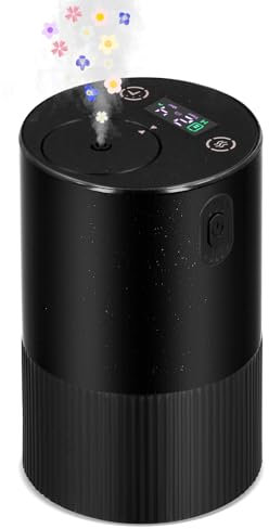 Difusor de aceites esenciales sin agua, difusor portátil de aceites esenciales, difusor de aromas de coche recargable por USB con 3 ajustes de temporizador de 1/2/3 horas (Negro)