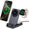Wireless Charging Stand Compatible with MagSafe, SwanScout 708M Foldable 3 in 1 Magnetic Charging Station for iPhone 16 15 14 13 12 Pro Max, Travel Charger for Apple Watch, AirPods (No Adapter)