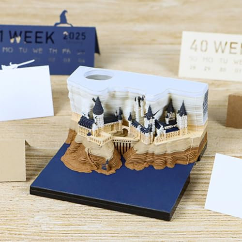 BibHoly 3D-Kalender 2025,3D-Notizblock,3D Kunst Kalender,Pad Papier Kunst Sakura Baum,3D Kalender Abreißen 2025