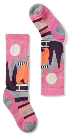Smartwool Unisex Kids' Ski Light Cushion Sleigh Bear Over The Calf Socks (Toddler/Little Kid/Big Kid) Garden Pink Medium