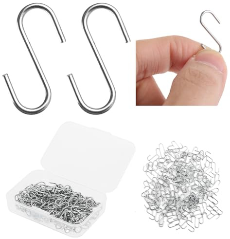 YAYODS 300 Stück Mini S Haken zum Einhängen - 20x8MM Klein S förmige Haken - Metallhaken zum Einhängen Platzsparender Multifunktional S Haken für DIY Handwerk, Hängende Schmuck, Schlüsselkette und Tag