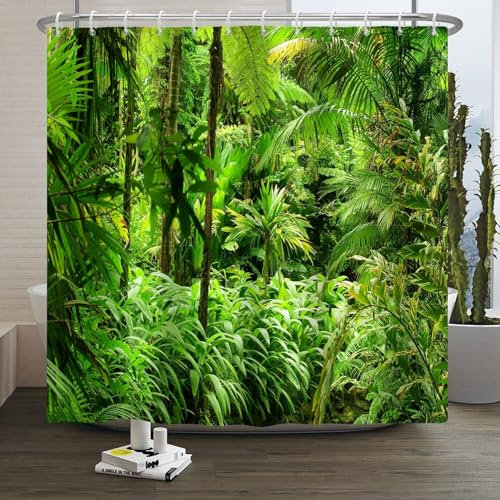 Xiaoterna Rideau de Douche Plantes Rideau de Douche Paysage Naturel printanier Paysage de la Nature en Rideau de Douche Arbre forestier Paysage printanier Tissu résistant à la moisissure 180x200cm
