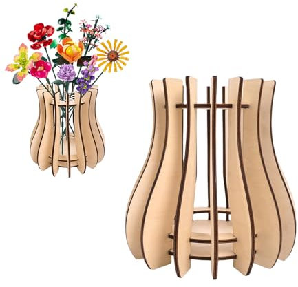 FloralGrace 1 Pièce Puzzle en Bois Ensemble de Vases pour Roses Fleurs de Cerisier Tournesols Tulipes Jonquilles Lotus Vase pour Arrangements Floraux Décoration Intérieure pour Adultes (Couleur de
