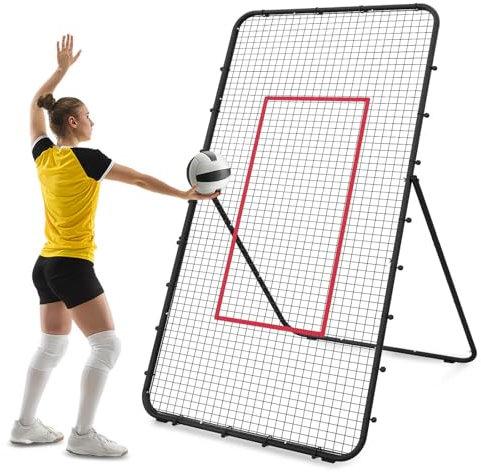 Red de Rebote para Voleibol, 2,1 x 1,2 m Ajustable en Ángulos de 45/60/75/85 Equipo de Entrenamiento para Adultos y Niños Reboteador para Jardines Estadios y Escuelas