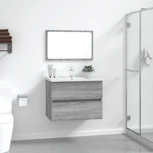 Snsowed Set de Muebles de baño 2 pzas Madera contrachapada Gris Sonoma, Muebles para Baño, Muebles para Lavabo, Armario Baño - 815736