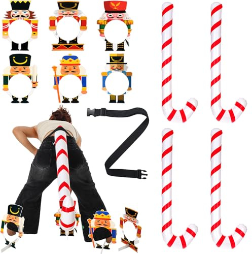 Hollowfly 12 Pcs Christmas Party Candy Cane Tail Games for Family Adults Holiday Trivia Winter Activities Fun Xmas Nutcracker Family Game for Christmas Party Supplies