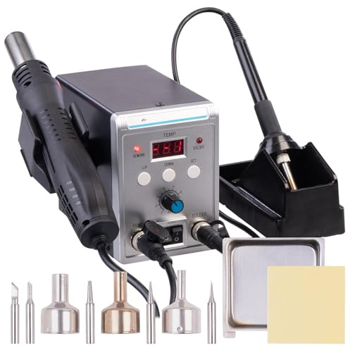 AGT Lötkolben: Digitale 2in1-Löt- & Heißluftstation, 500°C, 700W, 120 l/Min., Display (Lötstationen, Lötkolbenstation, Löten)