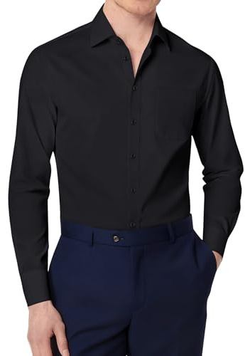 J.VER Mens Black Dress Shirts Fashion 4-Way Stretch Regular Fit Formal Wedding Prom Work Long Sleeve Button Down Shirt XL