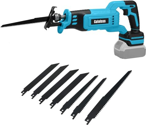 Catolsss Akku Säbelsäge kompatibel mit Makita 18V,Bürstenlos Motor 3500 SPM,Stufenlos Variabel mit 8 Sägeblätter für für Holz und Metall (ohne Akku)