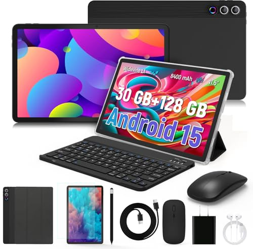 Freeski Tablet 11.5 inch Tablets Android 15, Octa-Core Processor, 30GB RAM 128GB ROM 1TB Expand, 5G WiFi 6, 2000 x 1200 HD/Dual 8MP+13MP Camere/Bluetooth 5.0, Android Tablet with Keyboard Mouse Case