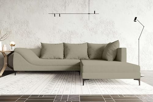 99rooms Loni Ecksofa Polsterecke Eckcouch Webstoff Malmo_NEW Beige Ottomane Rechts