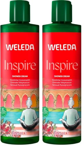 WELEDA Bio Inspire XL Duschgel vegan - Naturkosmetik Granatapfel Dusche für Frauen & Männer mit Orange/Vanille Duft - Natürliche Hautpflege Duschseife zur Gesicht & Körper Reinigung (1x 400ml)