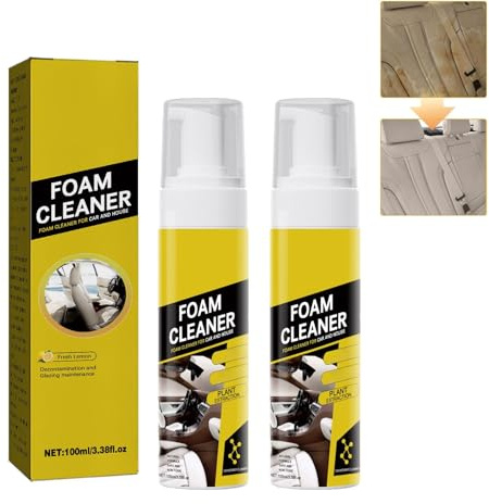 Foam Cleaner Spray, 4-in-1 MultiPurpose Enzyme Cleaner, All-Purpose Deep Cleaning Spray For Car Interior, Kitchen Grea, Auto Schaumreiniger für Auto-Innenraum, Küche, Bad & Sofa, 100ML (2PC)