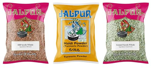 Jalpur Miller’s Spice Combo Pack | Dill Seeds, Turmeric Powder, Fennel Seeds | Indian Cooking Essentials | Masala & Whole Spices Refill Pack for Curries, Seasoning, Tea & Baking (3 Pack)