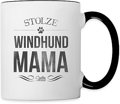 Spreadshirt Stolze Windhund Mama Hund Windhundmama Tasse Zweifarbig, One size, Weiß/Schwarz