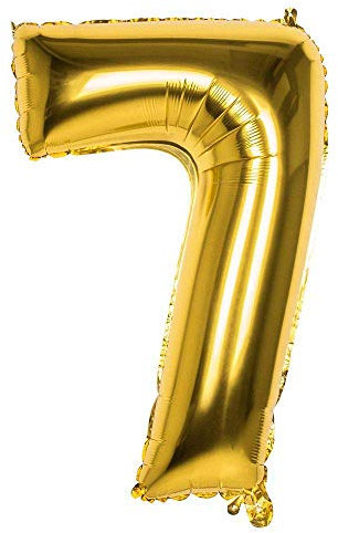 Boland 22027 - Folienballon Zahl '7' Gold 86 cm, Gold, Zahlenballon, Nummer, Ballon, Luft, Geburtstag, Jubiläum, Kindergeburtstag, Geschenk