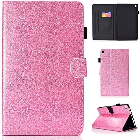 LMFULM® Case for Amazon Kindle Fire HD8 2016/2017 (8,0 Inch) PU Magnetic Cover Shining Case Sleep/Wake Function Stent Holster Leather Case Flip Cover for Amazon Kindle Fire HD8 Pink