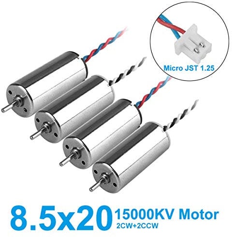 4pcs 8520 Motor 8.5x20mm 15000KV Brushed Motors 1.0mm Shaft with Micro JST 1.25 2P Connector CW CCW 8520 Coreless Motors for TINY 8X RC Drone Quadcopter
