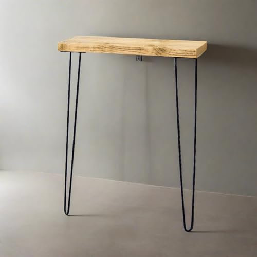 Narrow Console Table With Hairpin Legs | Wooden Rustic Hallway Table