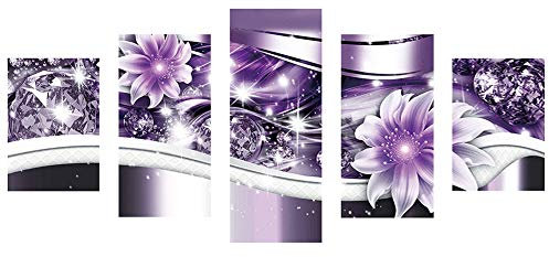 Ohok 5D Diamond Painting 5 teilig Kombination Full Kits, DIY Diamond Malerei Set Kunst Handwerk Strass Stickerei Painting Bilder Dekoration für Haus Wand Dekor (Blumenschmuck-45x95cm)