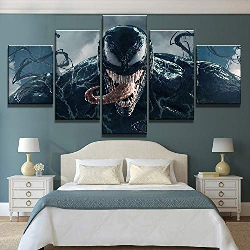 CHUADIAD Venom Marvel Filmposter, 5-teilig, HD-Druck, dekoratives Gemälde auf Leinwand, Wandkunst für Heimdekorationen, rahmenlos