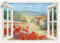 ARTland Wanddeko Wandtattoo selbstklebende Vinylfolie 100x70 cm Fensterblick Landschaft Toskana Italien Mohnblumen Blumen Natur C8ZS