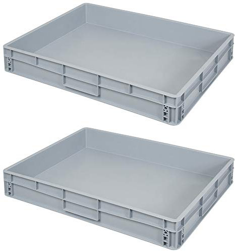2 Eurobehälter mit Griffleisten, LxBxH 800x600x120 mm, 45 Liter, lebensmittelecht