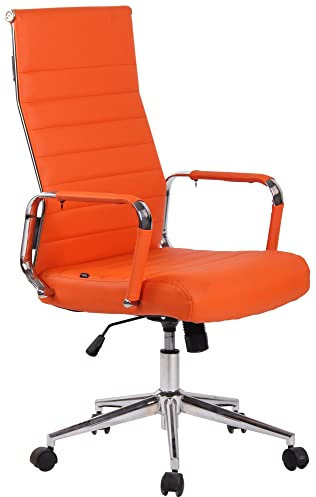 CLP Bürostuhl Kolumbus Kunstleder-Bezug I Höhenverstellbarer Schreibtischstuhl, Farbe:orange