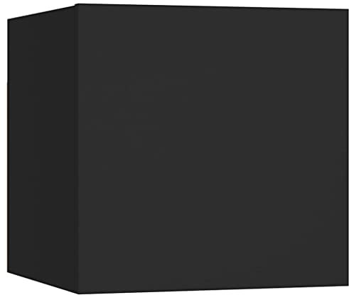 vidaXL Wall Mounted TV Cabinet Floating Cupboard Entertainment Centre Modern Media Stand Furniture Living Room Office Wall Unit Black