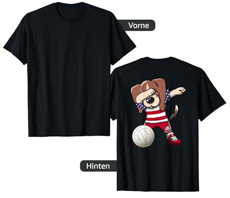 Dabbing Beagle Dog America-Volleyball-Liebhaber Jersey USA Flagge T-Shirt