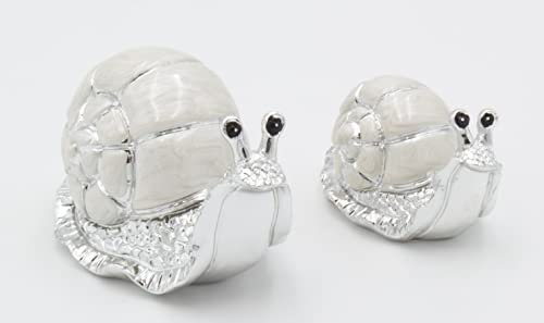 Geschenk-Himmel 2er Set kleine Schnecken 7-5cm Silber Perlmutt Design Zierfigur Dekofigur Schnecke