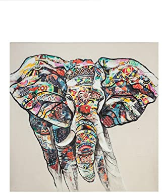 GILDE Bild bunter Elefant - Deko Wohnzimmer - 100 x 100 cm