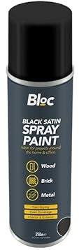 Black Satin Metal Aerosol Spray Paint (250 ml) 1 Piece - Fast Drying, Perfect for Home Projects, Exterior & Interior Applications