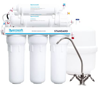 Ecosoft BWT Standard RO - Filtro 5 fasi | Purificazione dell'acqua inclusa mineralizzazione | 7,9 l di acqua potabile all'ora