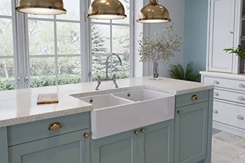 Rangemaster CFBL900WH/ Farmhouse Double Belfast Sink 895460 INC BSW Ceramic, White