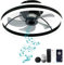 DewShrimp Ventilador de techo sin aspas de perfil bajo con altavoz, ventilador inteligente de 19.8 pulgadas compatible con Alexa/Google Assistant/Control de aplicación, 6 velocidades de montaje