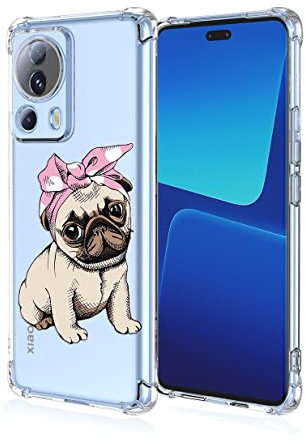 UPLAI Cover per Xiaomi 13 Lite 5G, Ultra Sottile Morbido TPU Silicone Antiurto Custodia Modello di Pittura, Elegante Semplice Carino Trasparente Caso.Cucciolo rosa