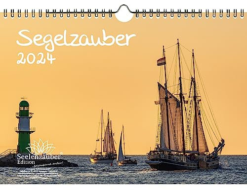 Segelzauber DIN A4 Kalender für 2024 Urlaub Segelschiffe und Meer - Geschenkset Inhalt: 1x Kalender, 1x Weihnachts- und 1x Grußkarte (insgesamt 3 Teile)