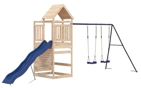 vidaXL Spielturm, Klettergerüst mit Kletterwand Rutsche Schaukel, Kinder Kletterturm mit Sandkasten, Spiel-Zubehör für Garten, Spielgeräte Spielplatz, Massivholz Kiefer
