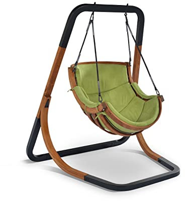 4IQ Outdoor Hängesessel mit Gestell für Kinder und Erwachsene 114x102x16 cm - Hängestuhl Outdoor Wetterfest mit Kissen - Hanging Chair - Hängesitz mit Ständer - Hänge Sessel Garten - bis 150 kg