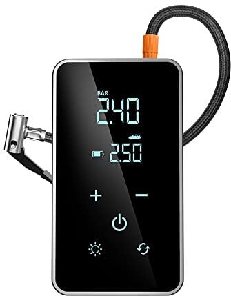 Shkalacar Luftkompressor, 150 PSI, Tragbarer Auto Reifenpumpe mit Touchscreen, LED-Licht, Druckerkennung, automatische Abschaltfunktion, Luftpumpe für Motorrad Fahrrad Reifen Bälle