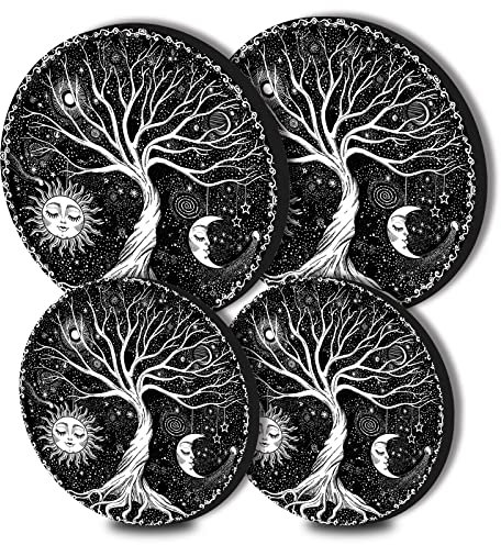 Walarky Tree of Life Round Metal Hob Covers 4-Piece Stove Plate Cooker Hob Covers for Electric Cookers Top Burner Gas Range Oven Protector Kitchen Tools Accessories Modern Cooktop Kitchen Decor