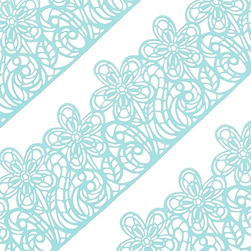 10tlg Große gebrauchsfertige Spitze Tortenband Spitzendekor essbar Blumen Randverzierung blau