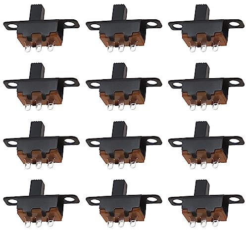 The Lord of the Tools 50pcs Mini Interrupteur à Glissière de Panneau 3 Broches 2 Positions 0.5A 50V Micro Interrupteur à Bascule à Verrouillage Miniature SS12F15 pour Appareils d'éclairage de Jouets